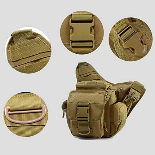 Tactical outdoor camera bag in waterproof 1000D nylon featuring crossbody messenger strap and MOLLE webbing — view 5