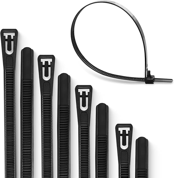 Black reusable nylon cable ties with hook and loop fasteners in a 100 piece pack — view 4