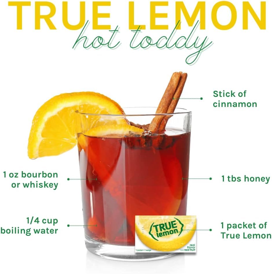 True Lemon water enhancer packets in a dispenser box, offering sugar-free fresh lemon flavor. — view 2