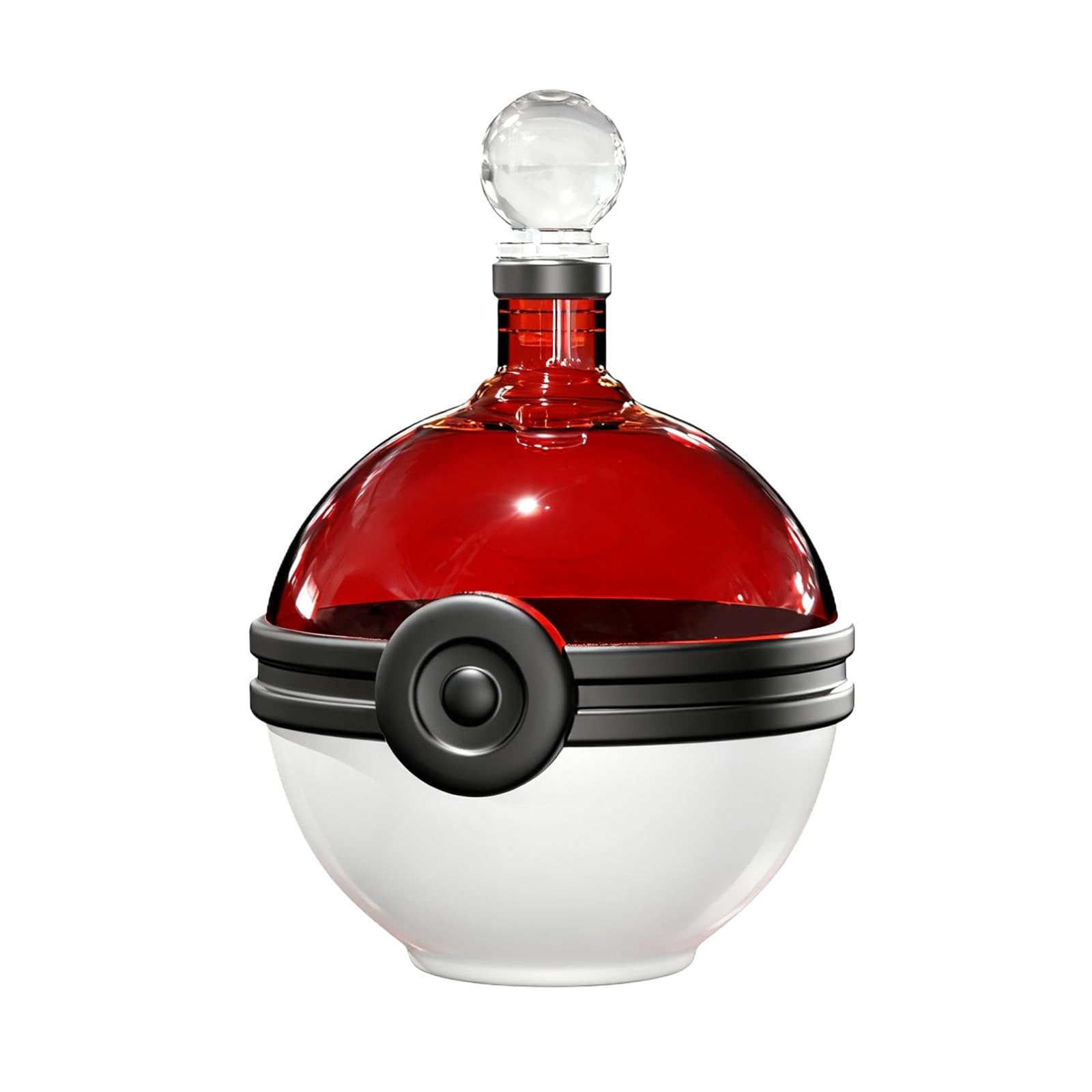Monster trainer capture sphere whiskey decanter, red and white spherical borosilicate glass liquor bottle