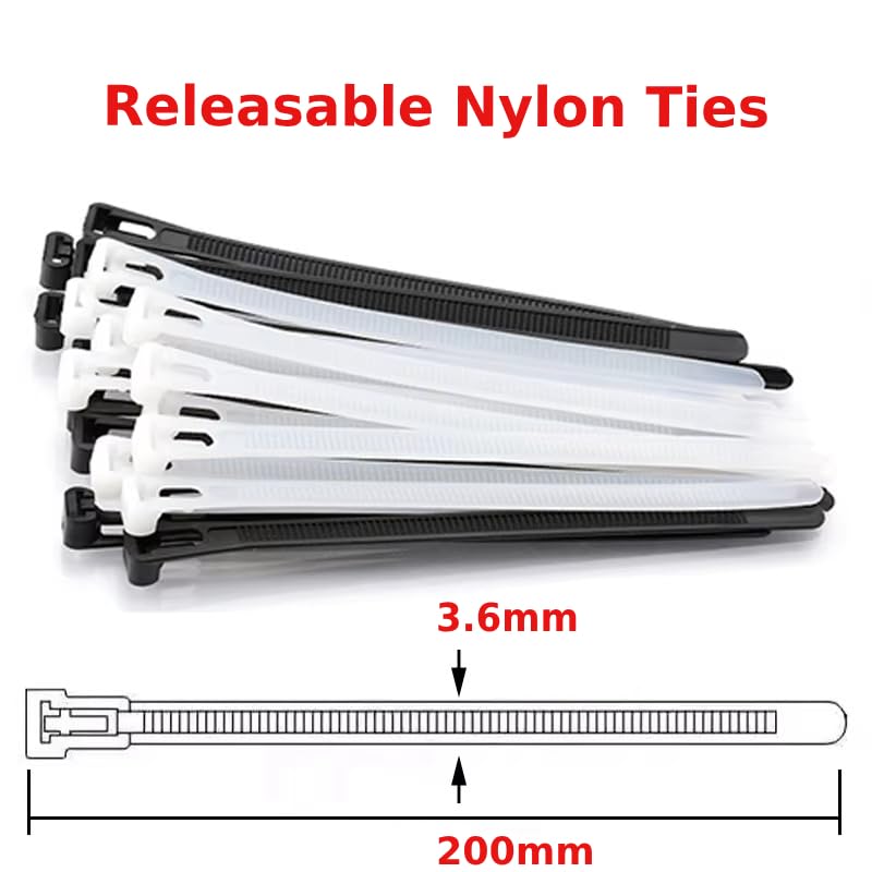 Black reusable nylon cable ties with hook and loop fasteners in a 100 piece pack — view 3