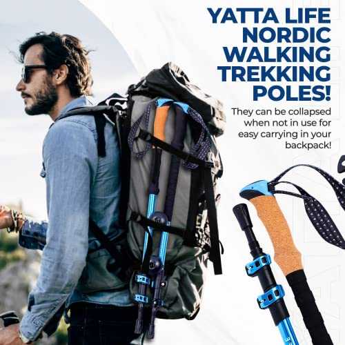 Yatta Life Adventure Pro aluminum trekking poles with cork handle grips and interchangeable hiking baskets — view 4