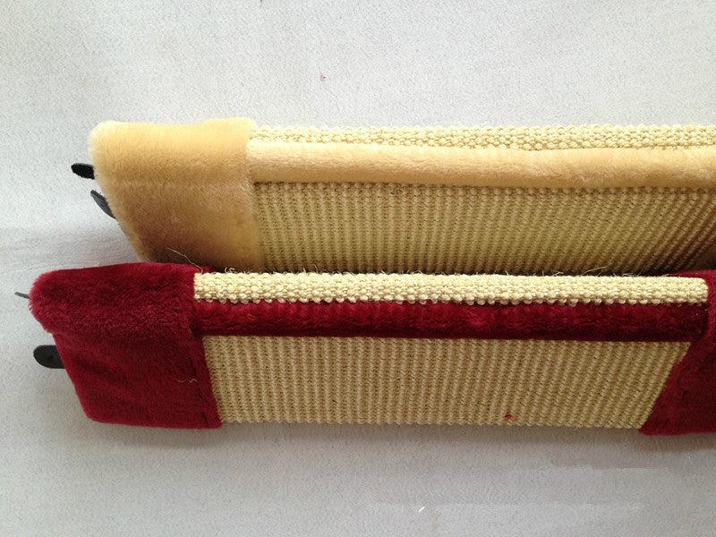Beige foldable eco-friendly cat scratcher made of natural sisal rope and soft plush fabric — view 5