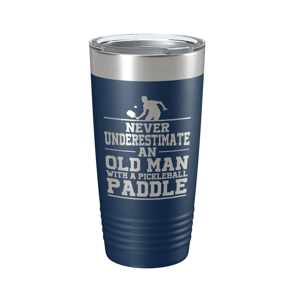 Funny pickleball tumbler with old man quote laser engraved on insulated stainless steel travel mug — view 3