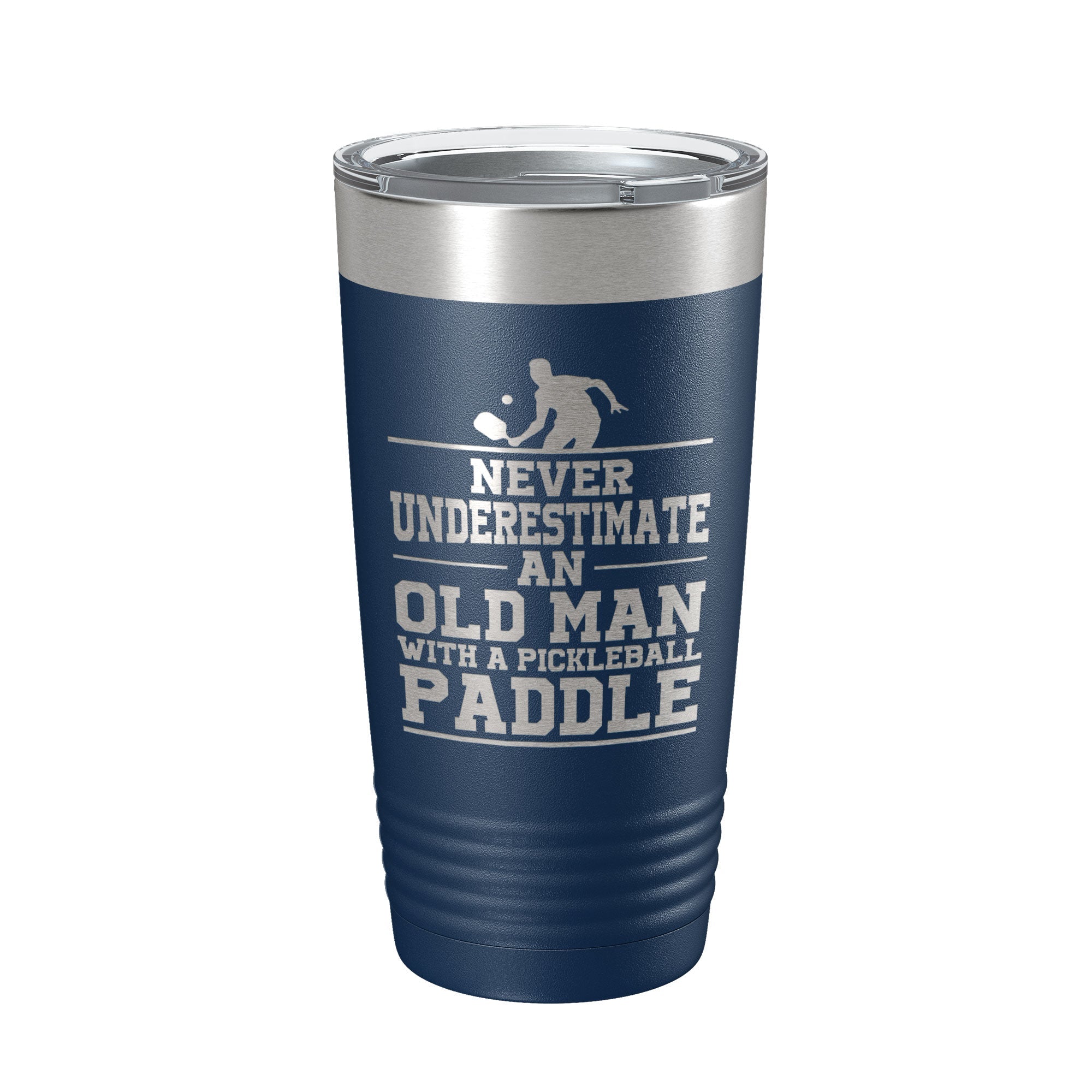 Funny pickleball tumbler with old man quote laser engraved on insulated stainless steel travel mug — view 3