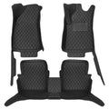3D waterproof car floor mats in black vegan leather custom fitted inside a vehicle interior