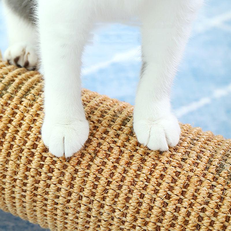 Solid wood and sisal cat scratching post with natural pine finish and compact cylindrical design — view 3