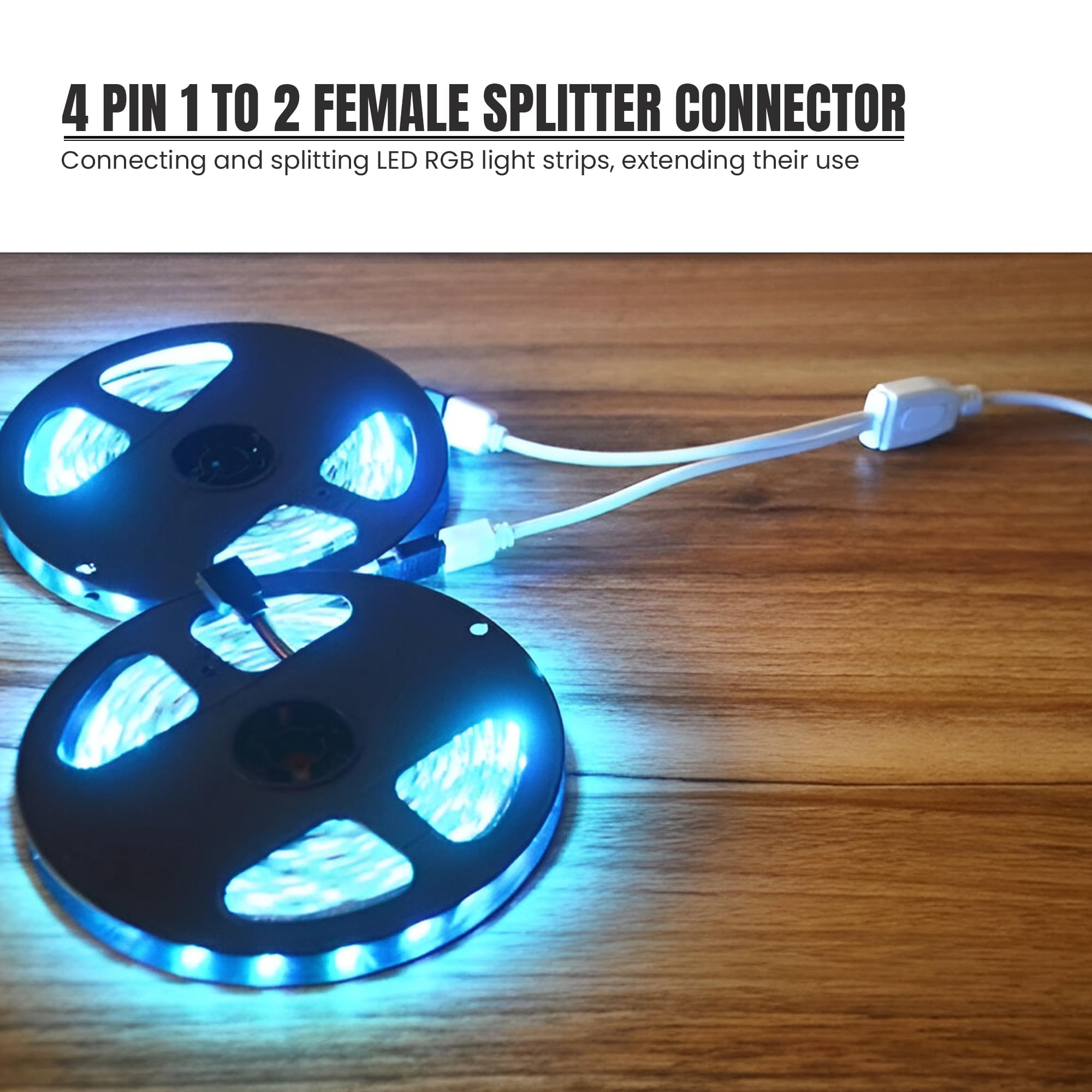Three JST male and female LED strip light connector cables with modern plastic extension wires — view 5