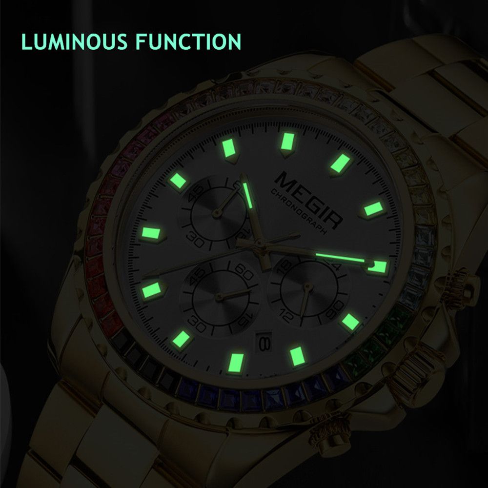 MEGIR Men Watches Luxury Military Quartz Wristwatch Waterproof Stainless Steel Strap Business Watch Chronograph Date Clock Relogio Masculino 2227-5