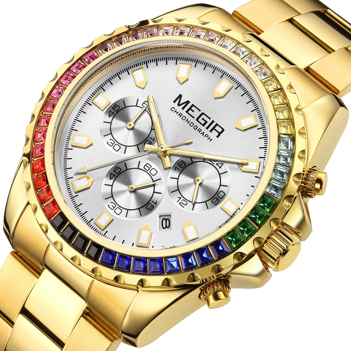 MEGIR Men Watches Luxury Military Quartz Wristwatch Waterproof Stainless Steel Strap Business Watch Chronograph Date Clock Relogio Masculino 2227-11