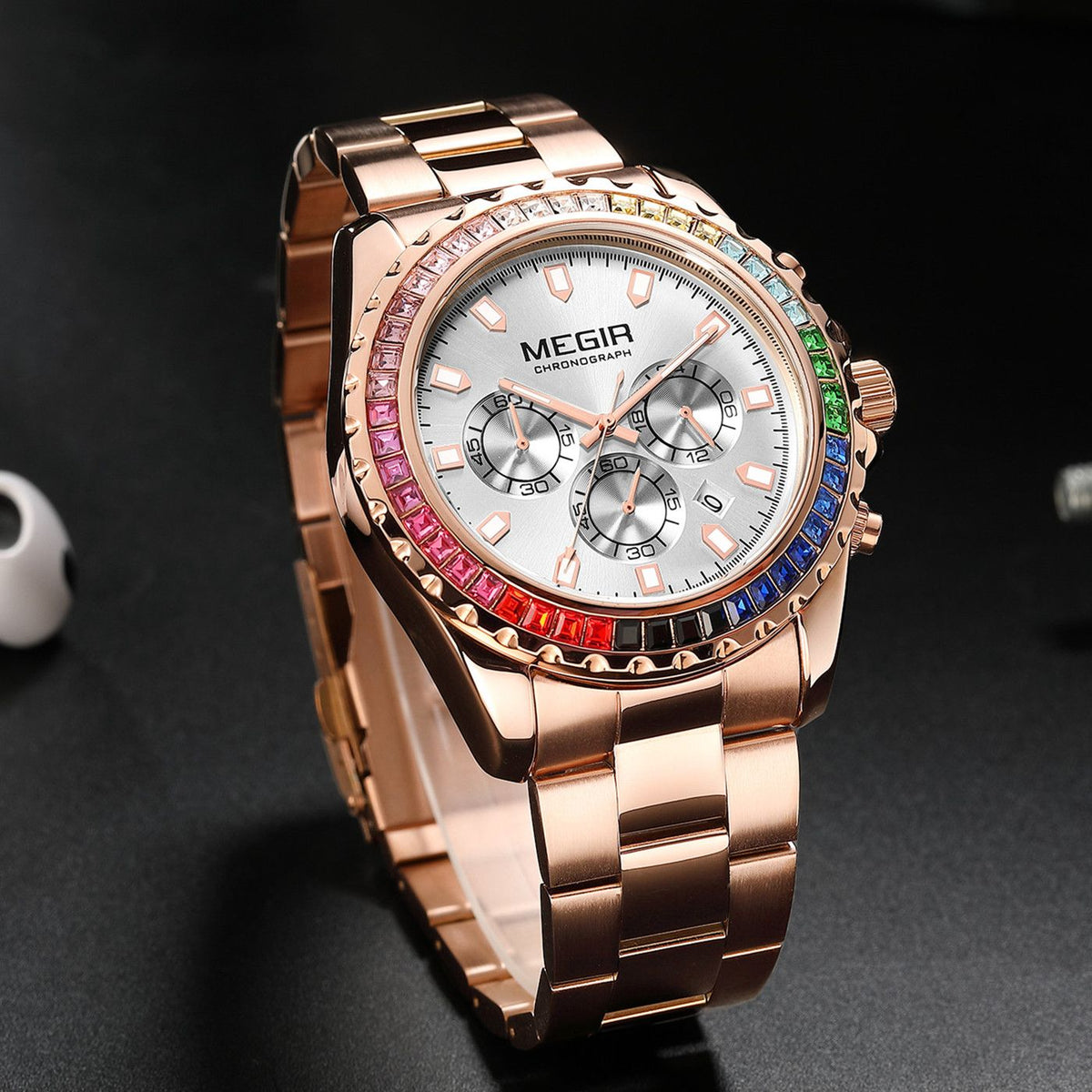 MEGIR Men Watches Luxury Military Quartz Wristwatch Waterproof Stainless Steel Strap Business Watch Chronograph Date Clock Relogio Masculino 2227-2