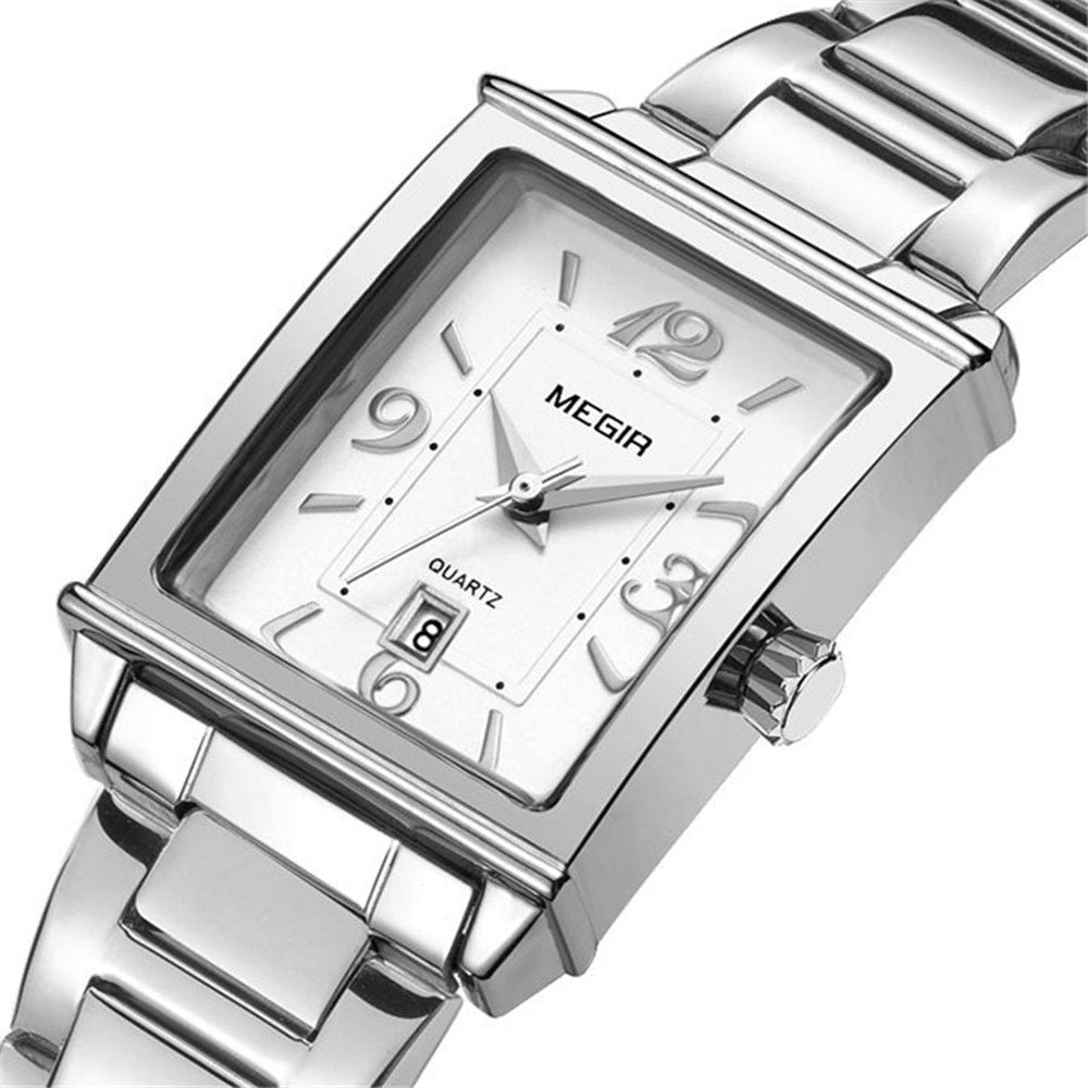 Elegant women's quartz wristwatch with polished steel band, zinc alloy case, and classic analog dial — view 10