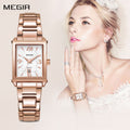 Elegant women's quartz wristwatch with polished steel band, zinc alloy case, and classic analog dial