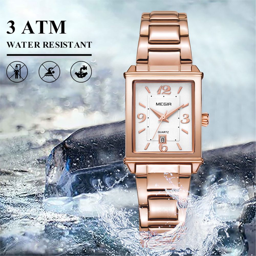 Elegant women's quartz wristwatch with polished steel band, zinc alloy case, and classic analog dial — view 7