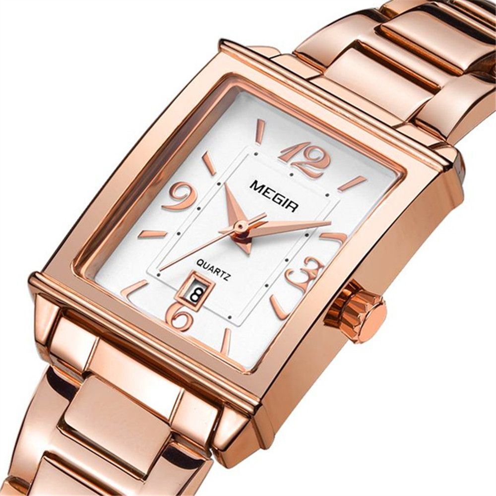 Elegant women's quartz wristwatch with polished steel band, zinc alloy case, and classic analog dial — view 9