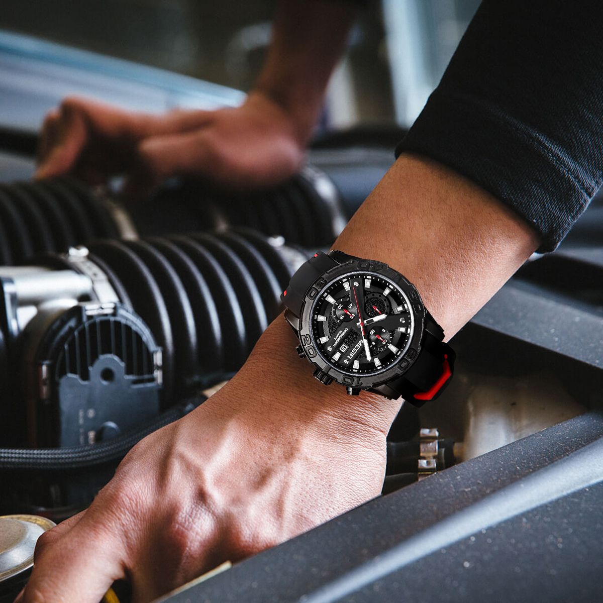 MEGIR Fashion Men's Sport Watches Silicone Strap Military Quartz Wristwatch Clock Waterproof Male Chronograph Montre Homme 2055-4