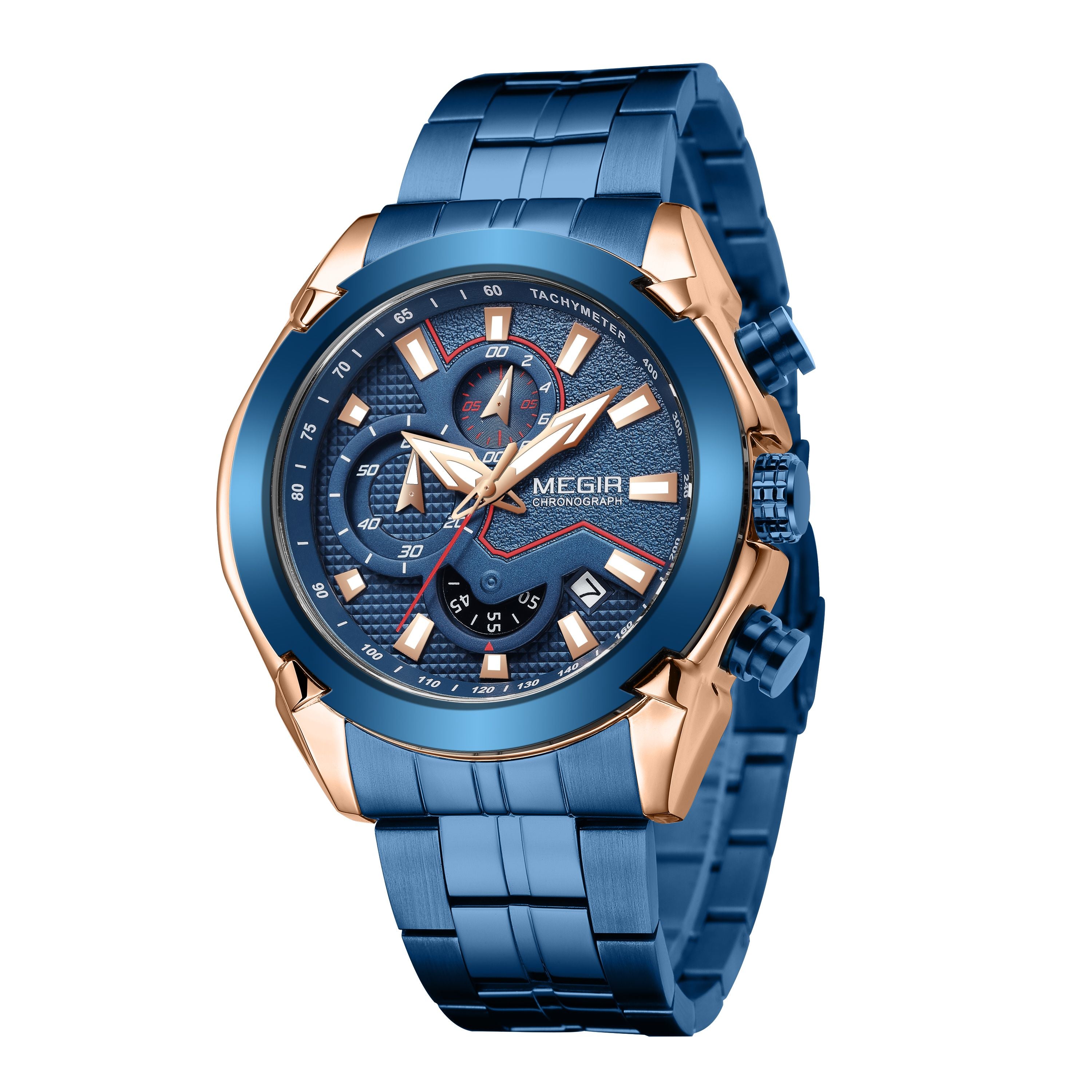 Megir men's stainless steel luxury business watch with large dial and luminous hands — view 11