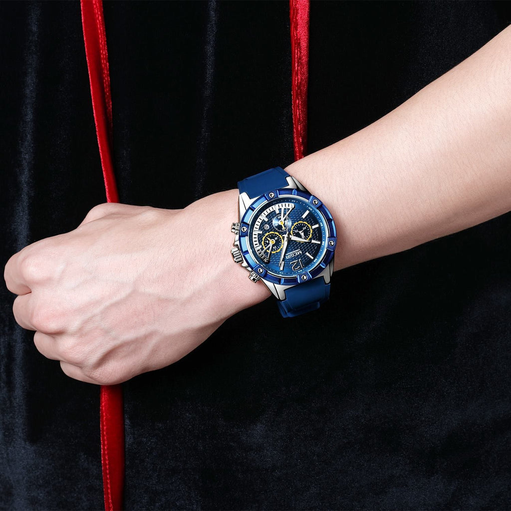 MEGIR Fashion Men Watches Silicone Strap Sport Military Watch Chronograph Waterproof Male Wristwatch Clock Montre Homme 2083-1