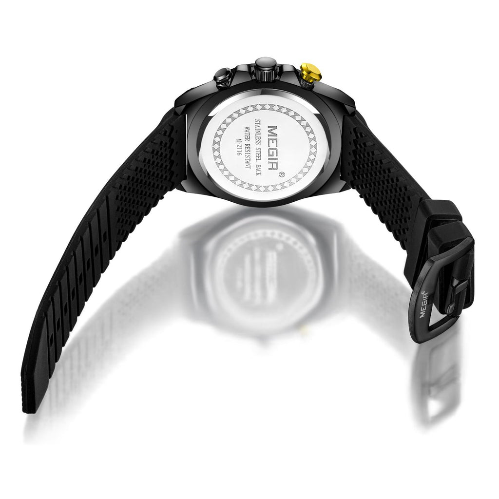 MEGIR Chronograph Luxury Military Sport Watches for Men Waterproof Calendar Silicone Man Quartz Wristwatch Reloj Hombre 2116-11