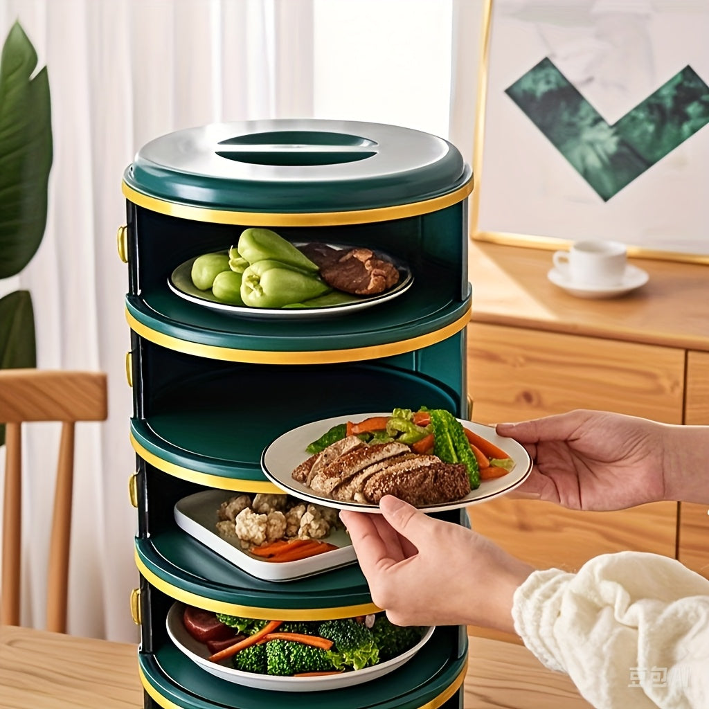 5-layer stackable mint green food storage covers made of durable plastic for kitchen leftovers — view 5