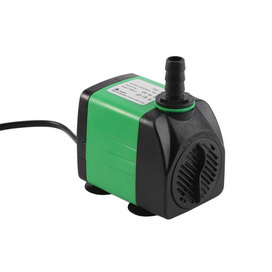 Silentflow submersible fish tank water pump in green and black plastic with bottom suction cups — view 3