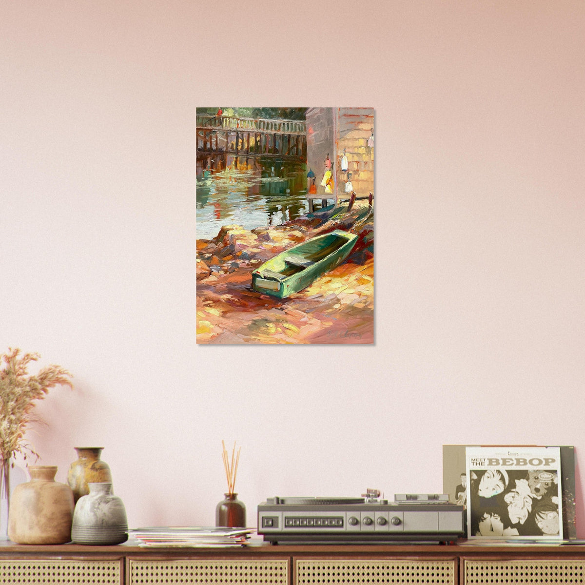 'Boathouse Reflections' Coastal I 18x24 Museum-Quality Matte Paper Poster | Original Artwork by American Artist Barbara Cleary-2