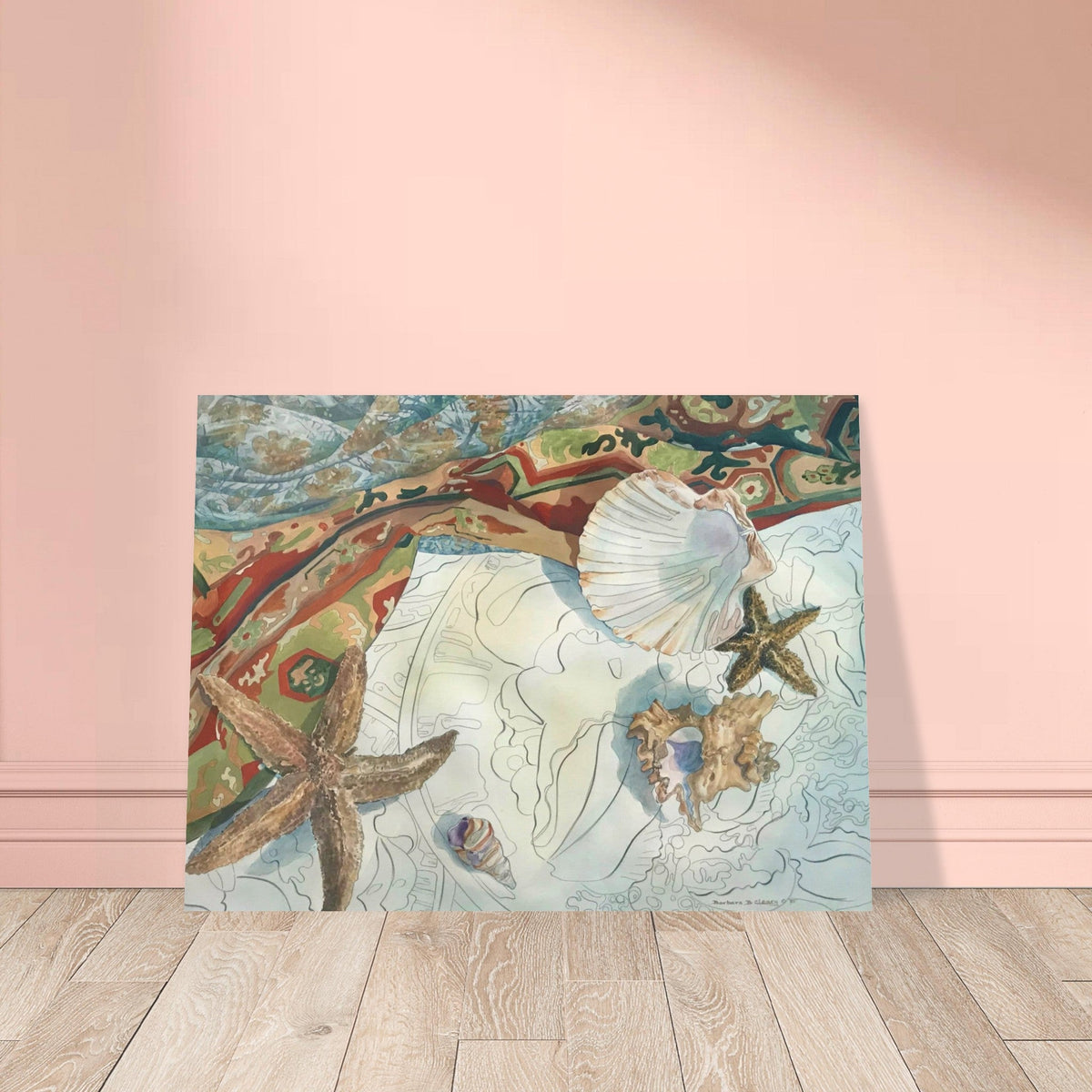 'Shells' Coastal Watercolor I 12x16 Museum-Quality Matte Paper Poster | Original Artwork by American Artist Barbara Cleary-4
