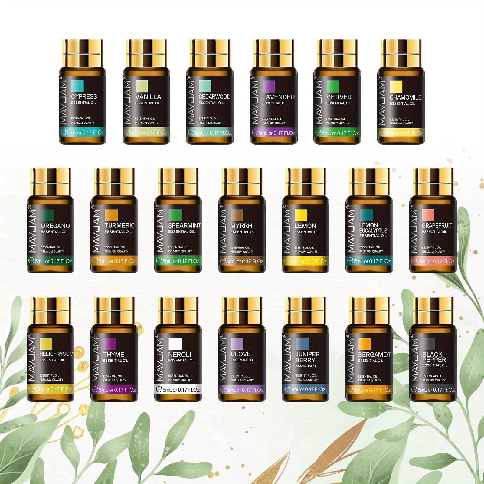 20 piece alcohol-free essential oils gift set in elegant presentation box for diffusers and crafts — view 4