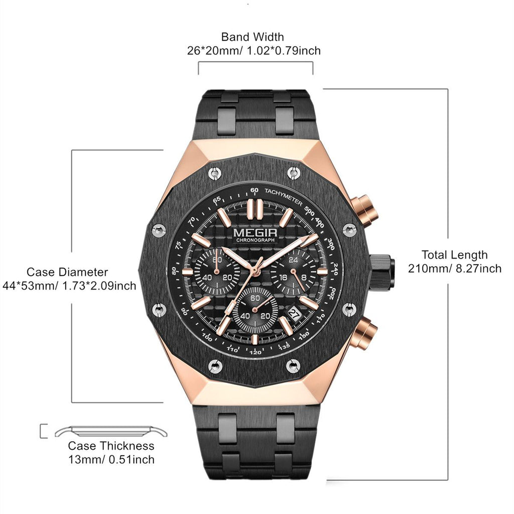 MEGIR Relogio Masculino Luxury Business Men Watches Fashion Military Watch Date Luminous Casual Quartz Wristwatch Man Clock 2213-5