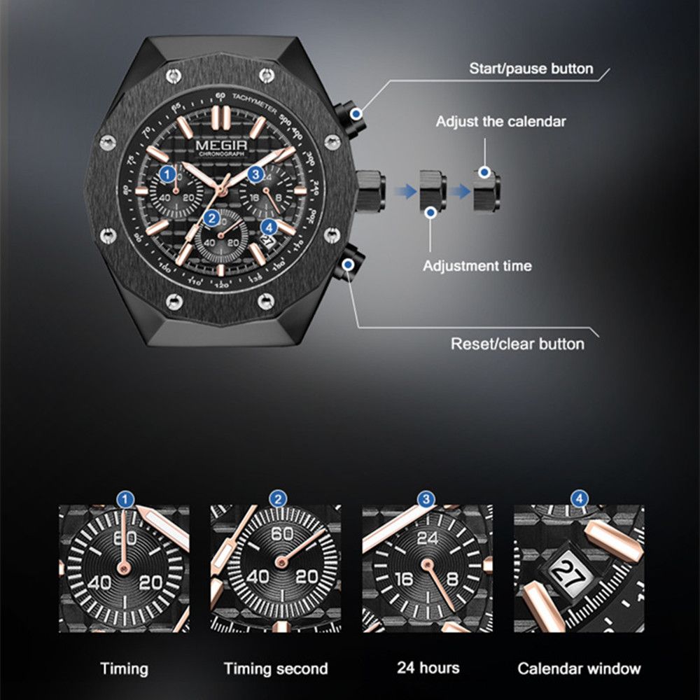 MEGIR Relogio Masculino Luxury Business Men Watches Fashion Military Watch Date Luminous Casual Quartz Wristwatch Man Clock 2213-8