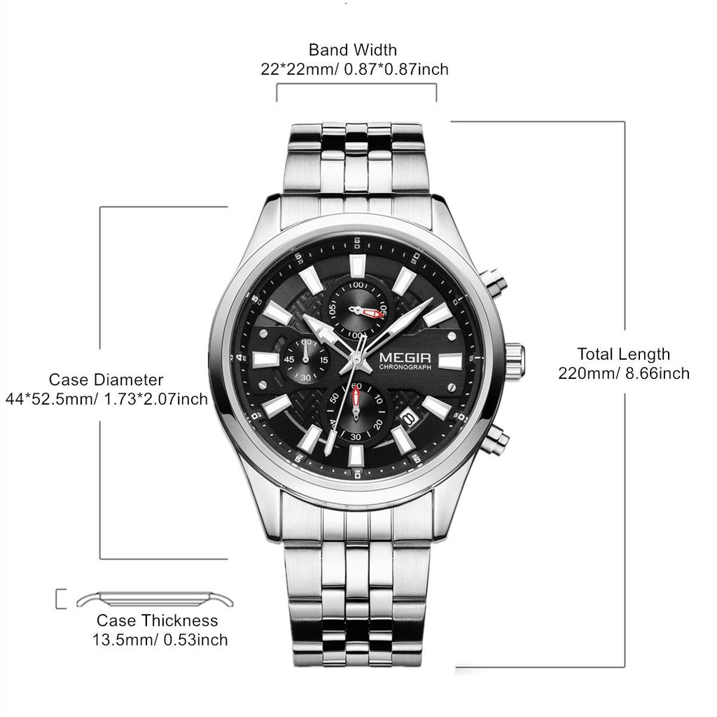Men's luxury quartz wristwatch featuring a stainless steel band, zinc alloy case, and calendar dial. — view 10