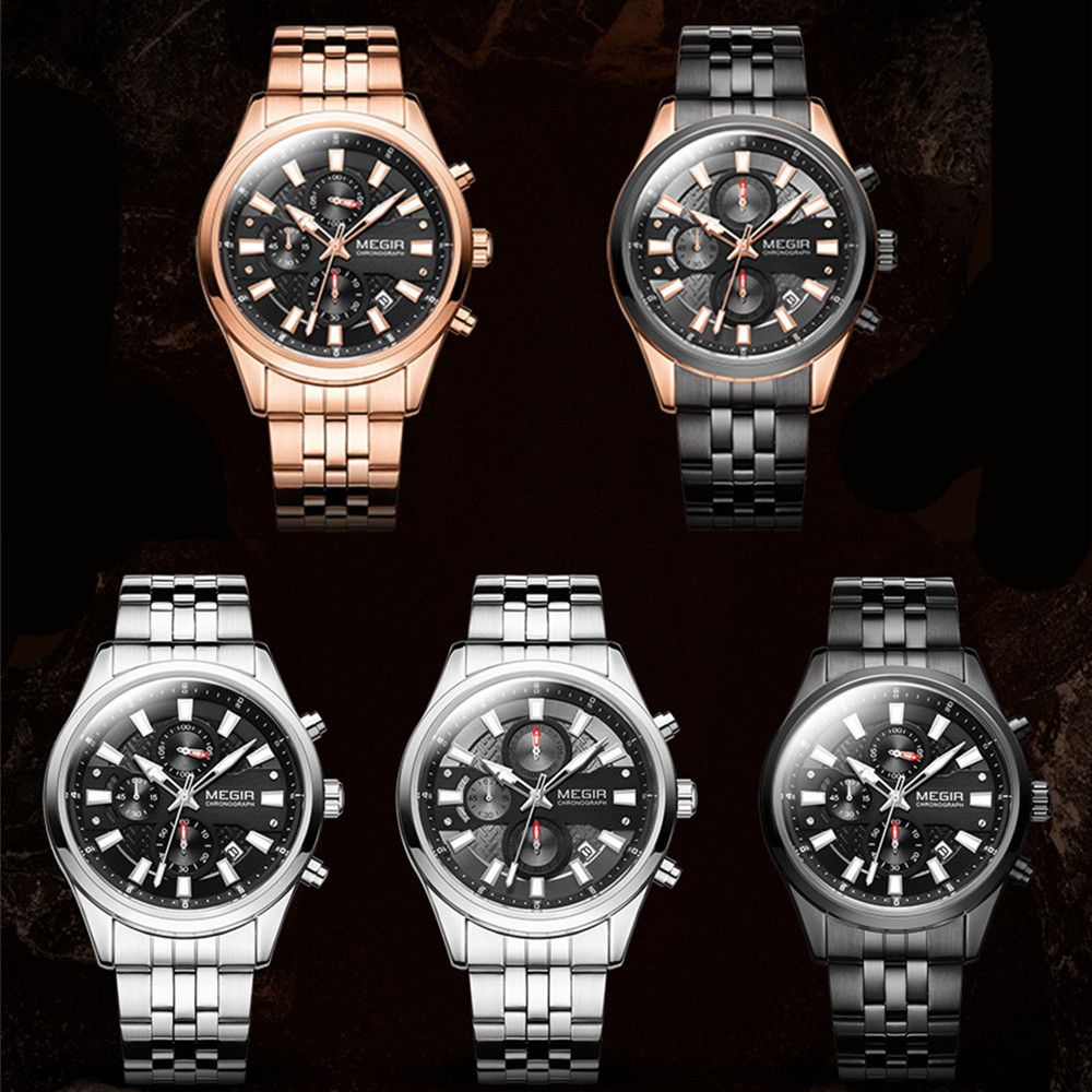 Men's luxury quartz wristwatch featuring a stainless steel band, zinc alloy case, and calendar dial. — view 6