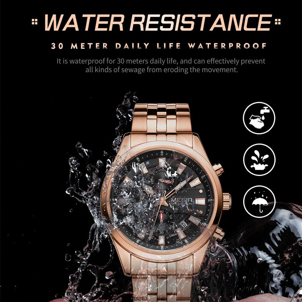 Men's luxury quartz wristwatch featuring a stainless steel band, zinc alloy case, and calendar dial. — view 7