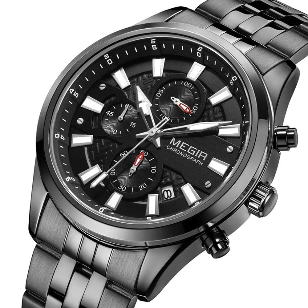 Men's luxury quartz wristwatch featuring a stainless steel band, zinc alloy case, and calendar dial. — view 13