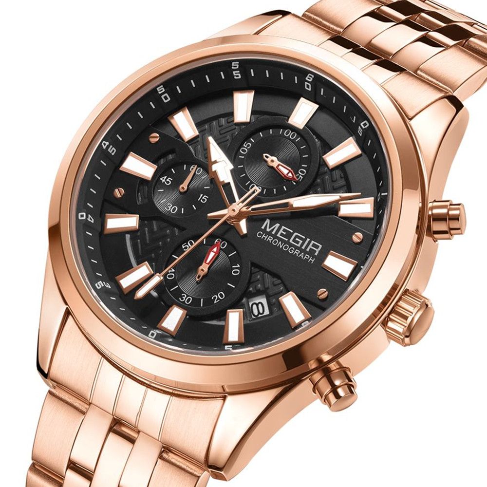 Men's luxury quartz wristwatch featuring a stainless steel band, zinc alloy case, and calendar dial. — view 14