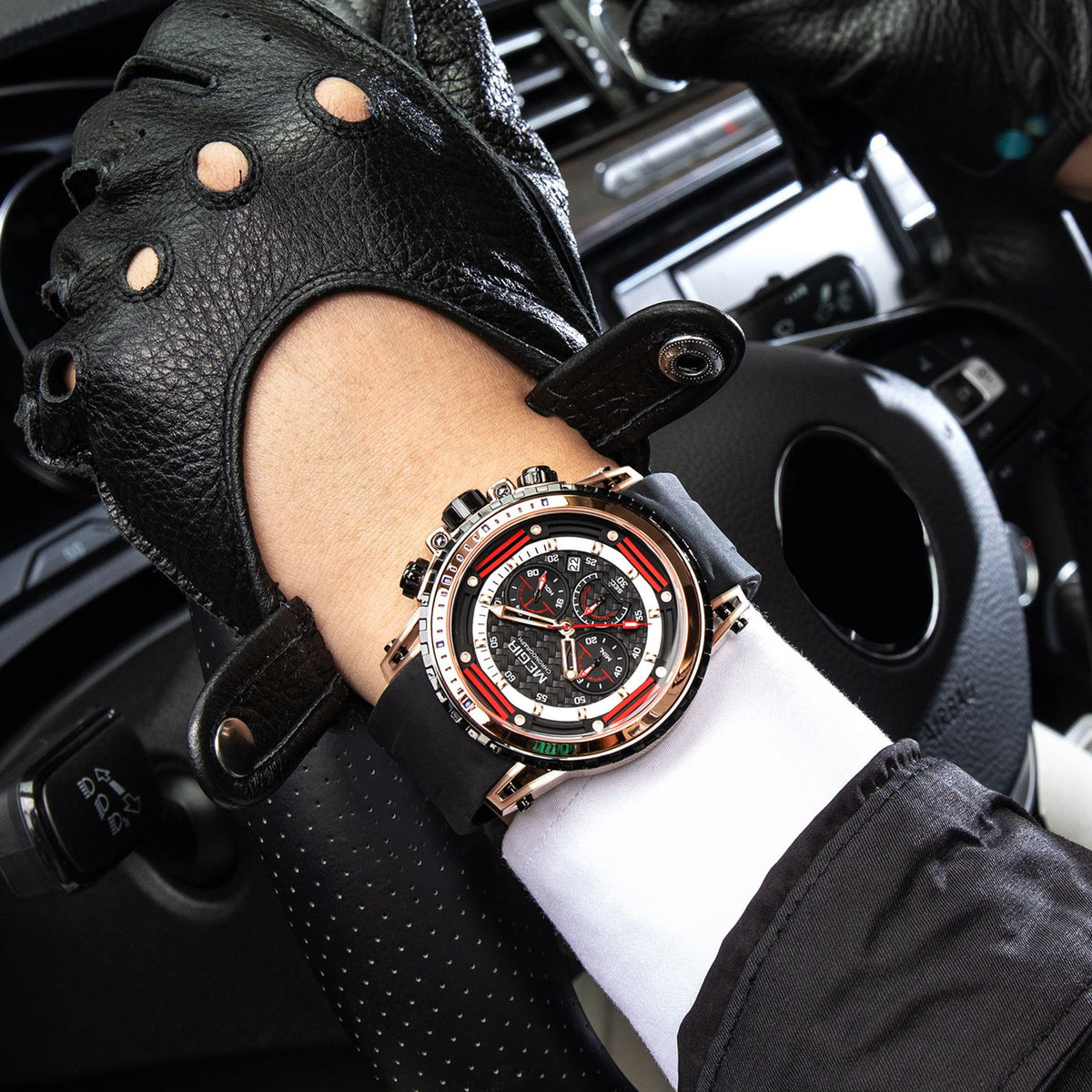 MEGIR Men's Sports Military Watches Fashion Luxury Quartz Wristwatch Silicone Strap Waterproof Chronograph Luminous Male Clock 2143-3
