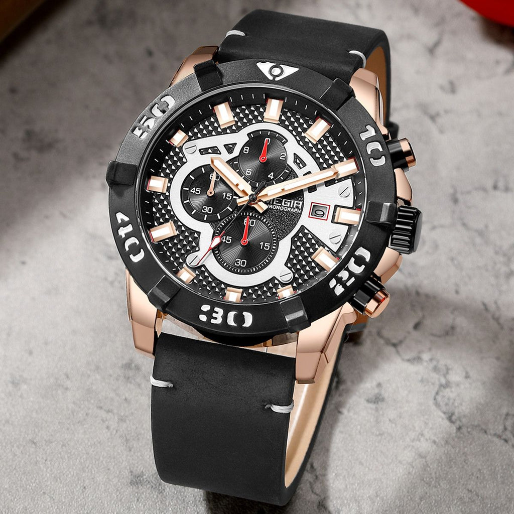 MEGIR Men Watches Fashion Luxury Big Dial Sports Watches Waterproof Quartz Wristwatch Chronograph Man Casual Luminous Clock 2136-1