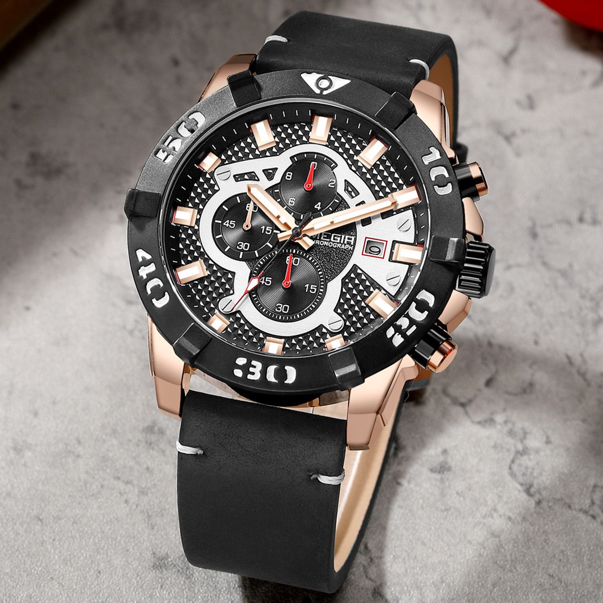 MEGIR Men Watches Fashion Luxury Big Dial Sports Watches Waterproof Quartz Wristwatch Chronograph Man Casual Luminous Clock 2136-1