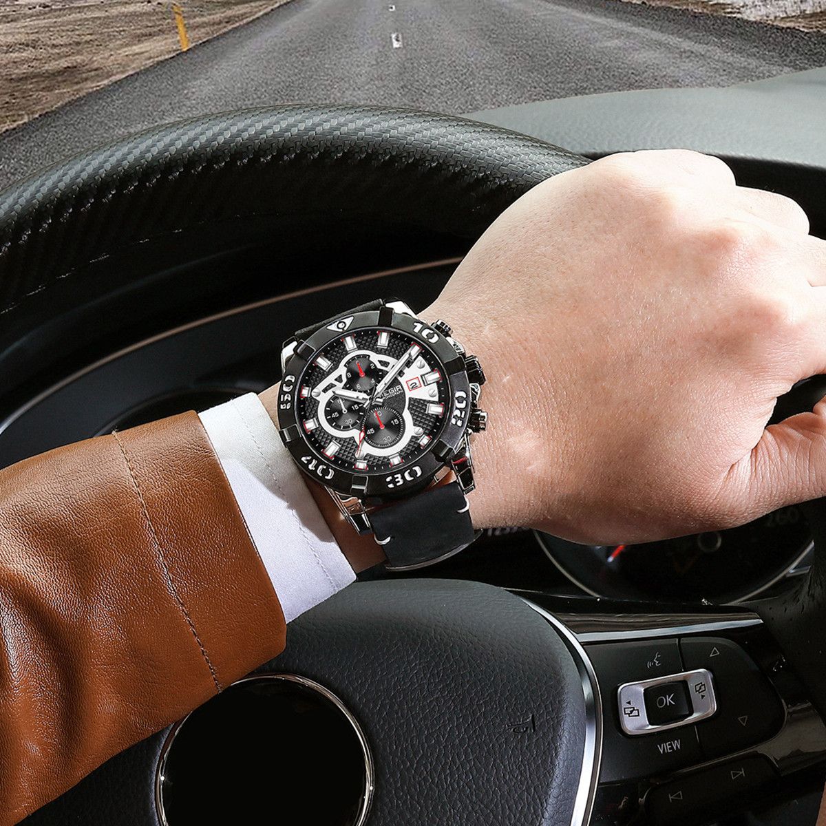 MEGIR Men Watches Fashion Luxury Big Dial Sports Watches Waterproof Quartz Wristwatch Chronograph Man Casual Luminous Clock 2136-4