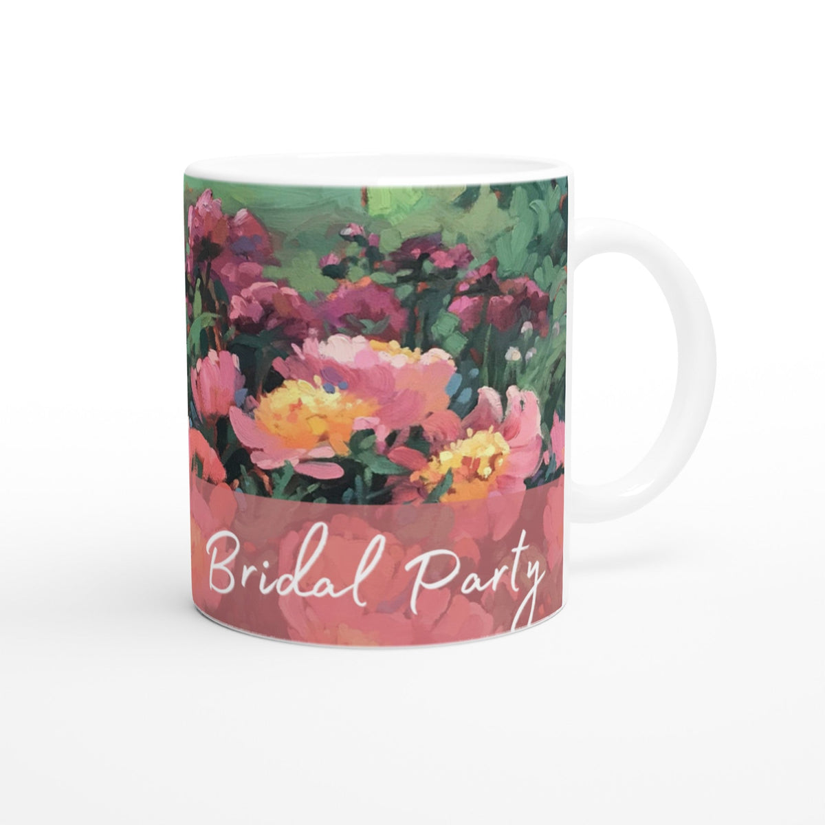 'Bridal Party' 11oz White Ceramic Mug | Bridal Collection with 'Pink Princess' Artwork by American Artist Barbara Cleary-3