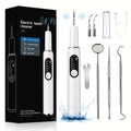 Rechargeable electric tooth cleaner in white with LED light and two replacement heads
