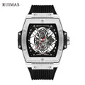 RUIMAS Quartz Sport Watches for Man Hollow Out Fashion Men Wristwatch 3ATM Waterproof Silicone Strap Clock Relogio Masculino 334