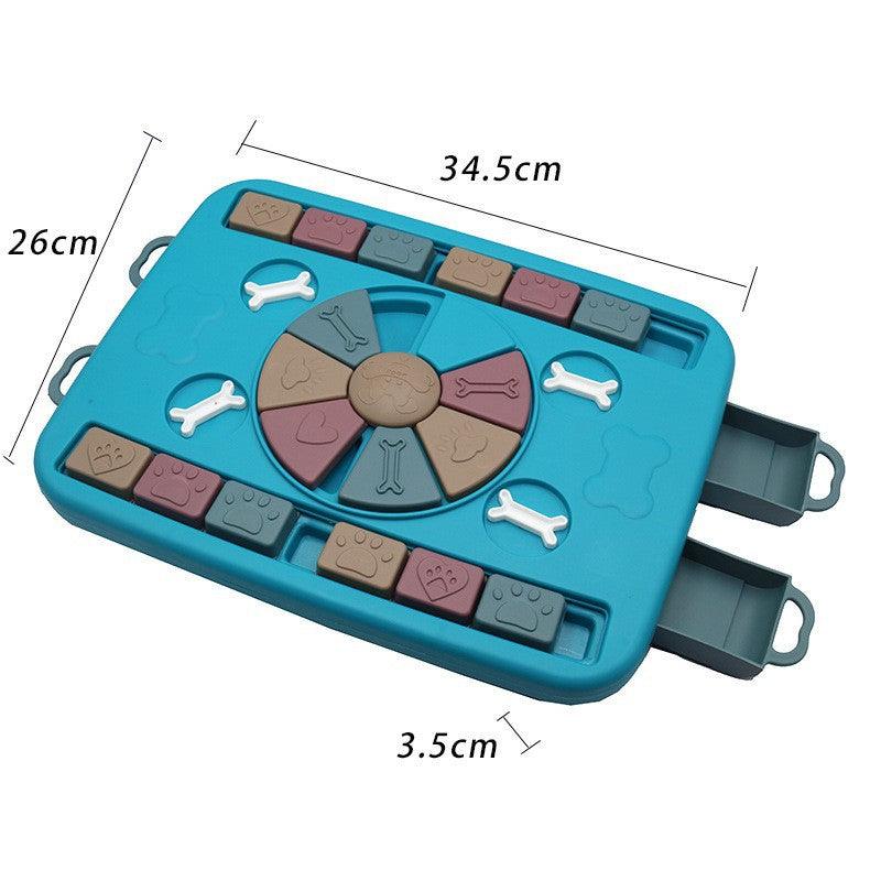 Blue interactive plastic dog scent training toy with hidden compartments for kibble and treats — view 2