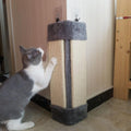 Beige foldable eco-friendly cat scratcher made of natural sisal rope and soft plush fabric