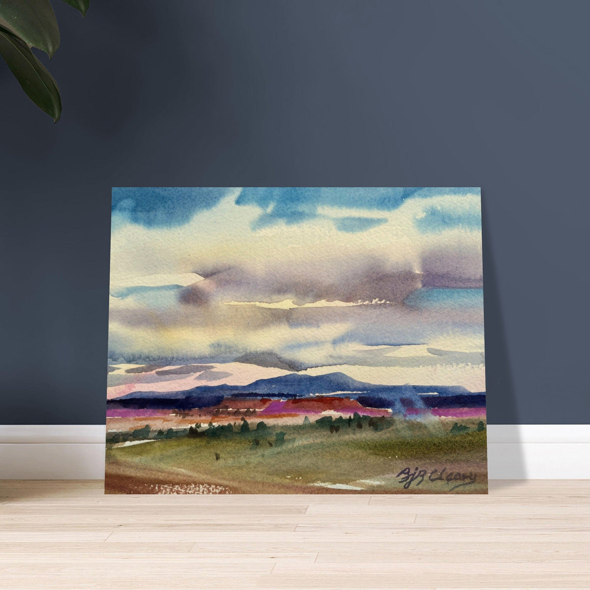 ‘Tranquil Mountain View 1’ Landscape Watercolor I 16x20 Museum-Quality Matte Paper Poster | Original Artwork by American Artist Barbara Cleary I F96-2