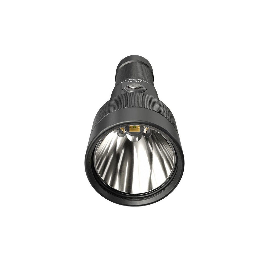 Nitecore DL30 submersible dive light in black aluminum with wrist lanyard and diffuser — view 3
