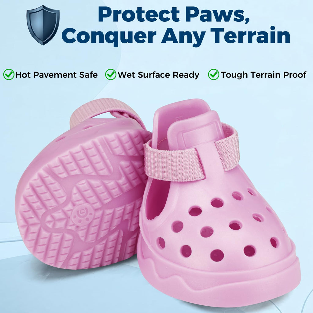 Waterproof rubber dog shoes with adjustable velcro straps and anti-slip soles for outdoor pet protection — view 10