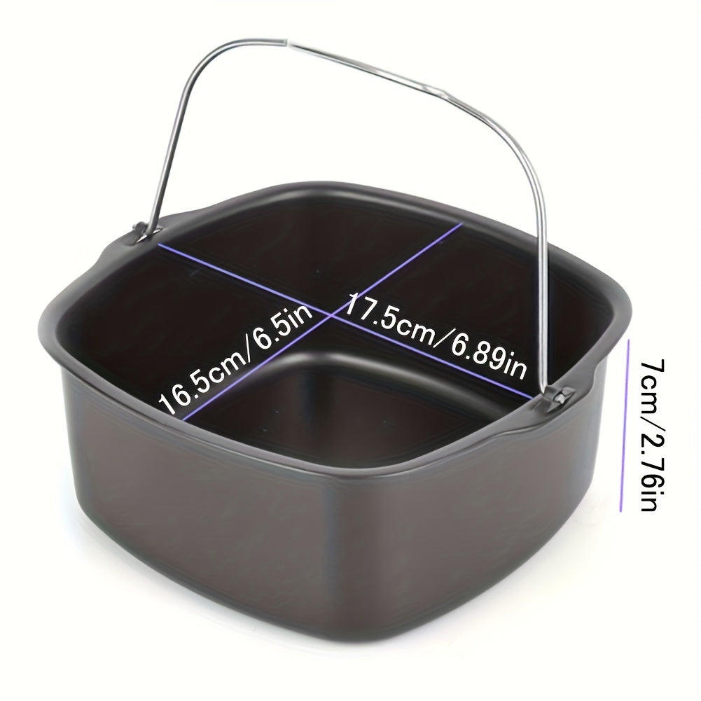 Black round non-stick air fryer cake pan and baking tray for homemade desserts and pizzas — view 2