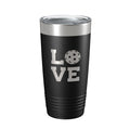 Pickleball Love 20 oz laser engraved stainless steel insulated travel tumbler with a clear lid