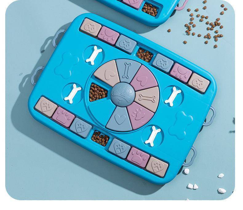 Blue interactive plastic dog scent training toy with hidden compartments for kibble and treats — view 4